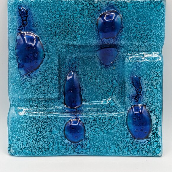 Vintage Italian Handmade Blue Glass Dish or Ashtray, Artisan Crafted - Picture 5 of 8